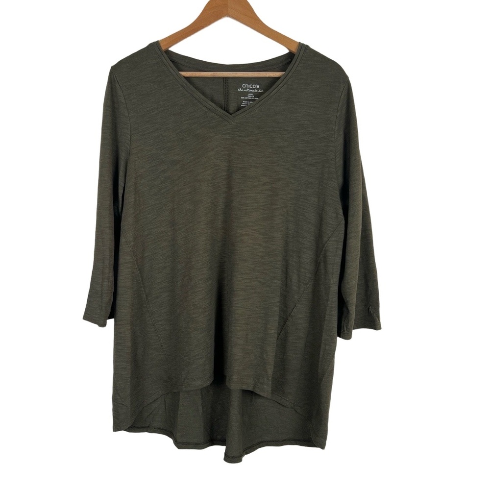 Chicos 2 Piece Bundle Large Olive Green Peach Slu… - image 4